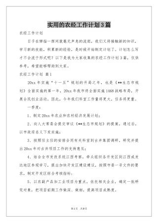 实用的农经工作参考计划3篇