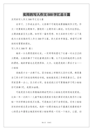 实用的写人作文500字汇总5篇