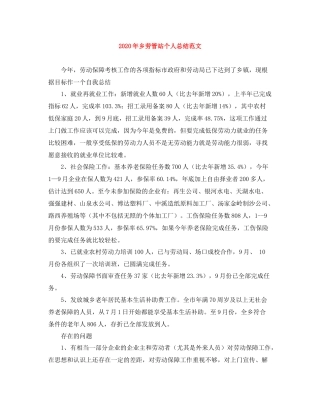 2020年乡劳管站个人总结范文