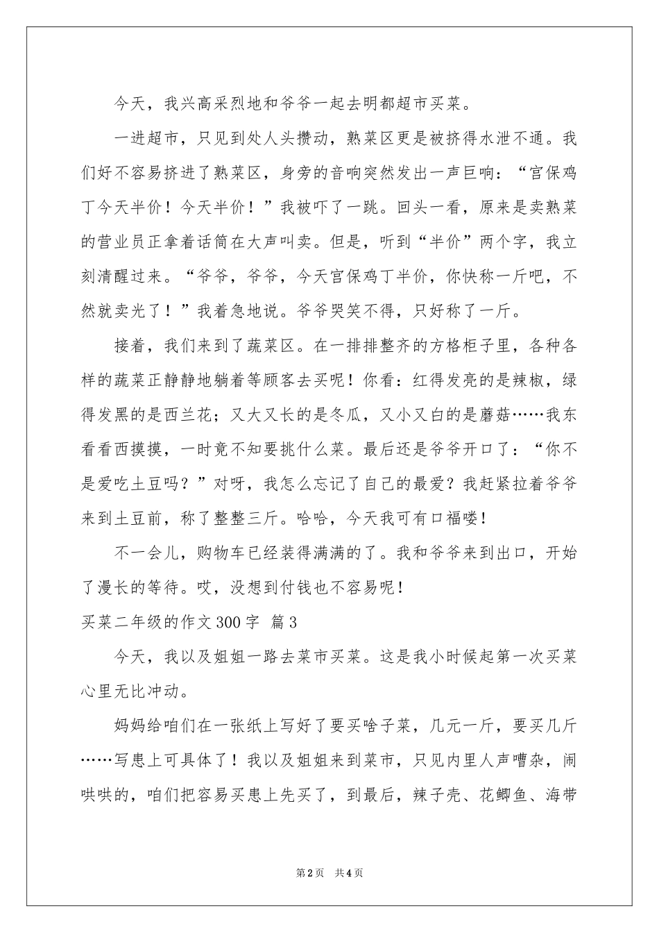 实用的买菜二年级的作文300字5篇_第2页