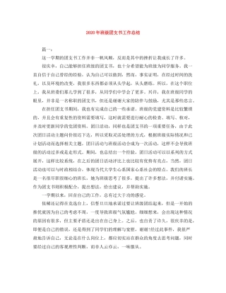 2020年班级团支书工作总结