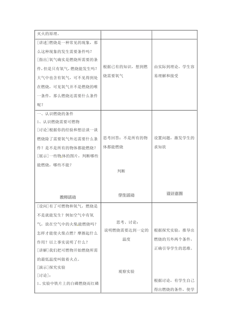 化学：人教版九年级71燃烧和灭火教案_第2页