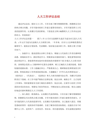 人大工作评议总结