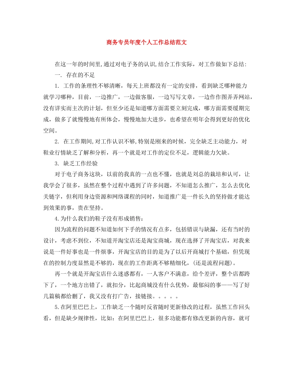 商务专员年度个人工作总结范文_第1页