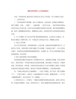 商务专员年度个人工作总结范文