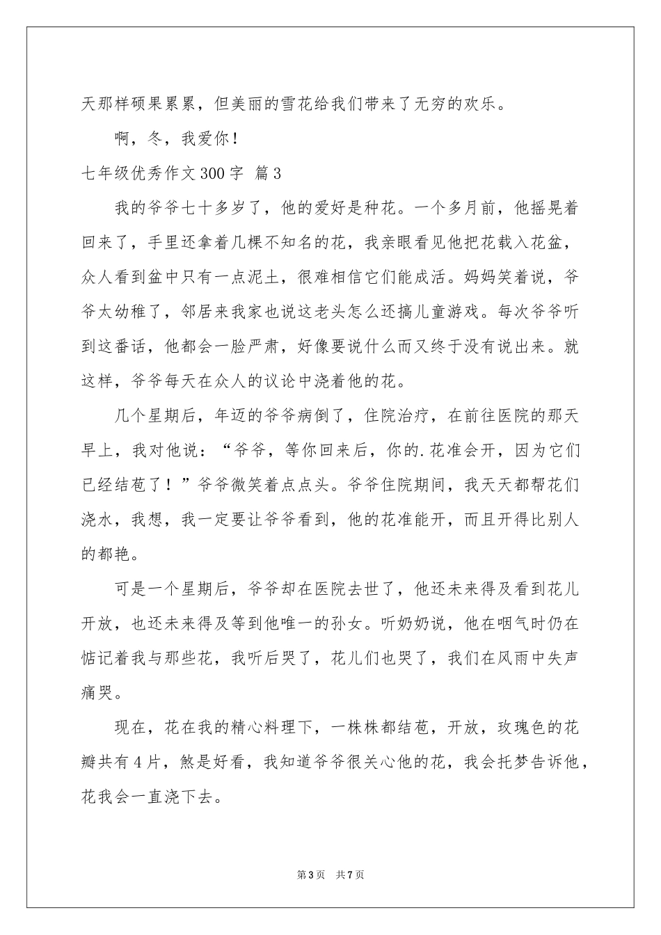 实用的七年级优秀作文300字锦集七篇_第3页
