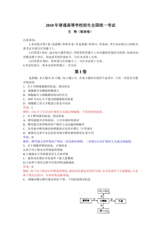 2011年高考生物（海南卷）精校解析版