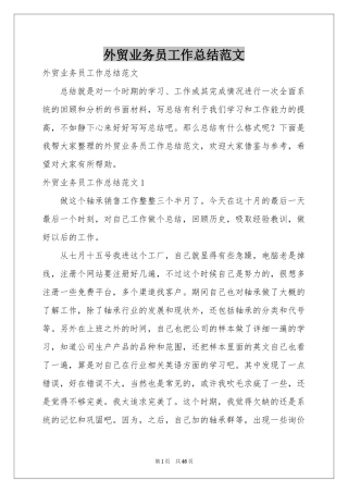 外贸业务员工作参考总结范本