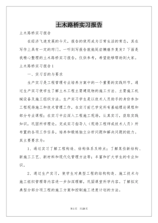 土木路桥实习报告