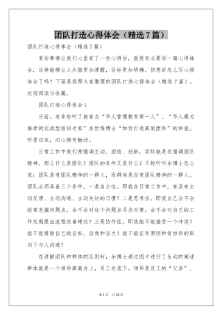 团队打造体会心得（精选7篇）