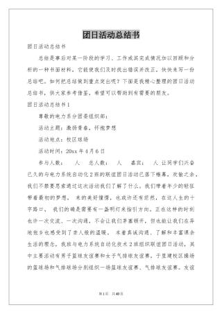 团日活动参考总结书