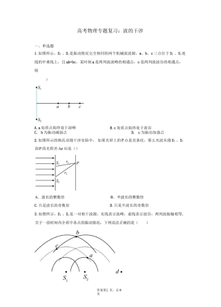 高考物理专题复习：波的干涉