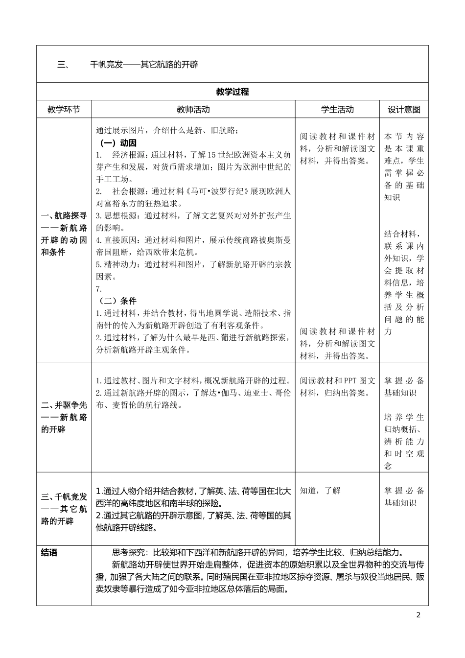第6课《全球航路的开辟》教学设计_第2页