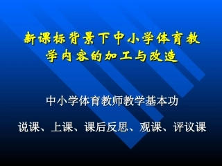 新课标背景下中小学体育教学内容的加工与改造