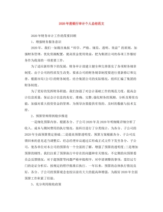 2020年度银行审计个人总结范文
