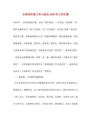 文体局年度工作小结及年工作打算