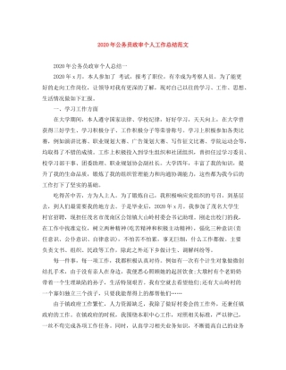 2020年公务员政审个人工作总结范文