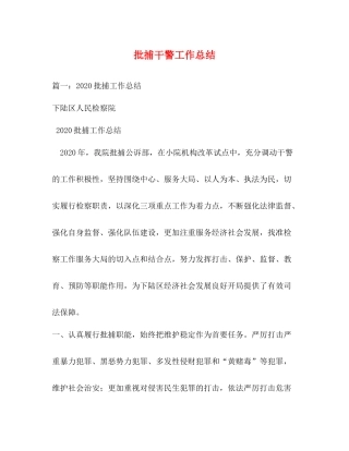 批捕干警工作总结