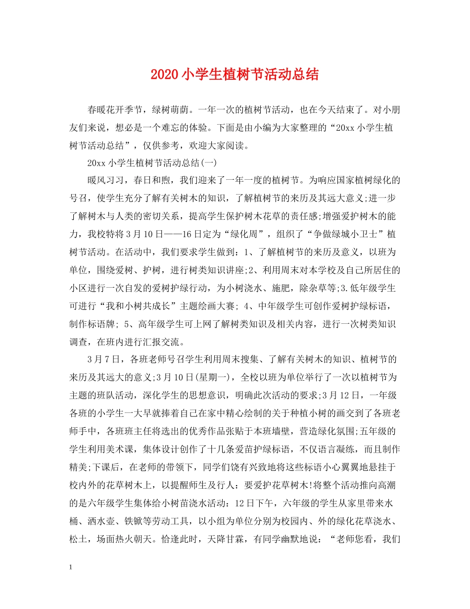 小学生植树节活动总结_第1页