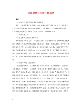 安监局统计年终工作总结2