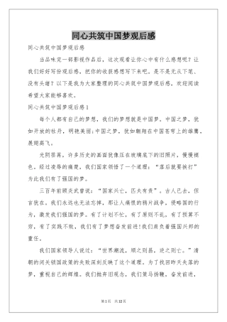 同心共筑中国梦观后感