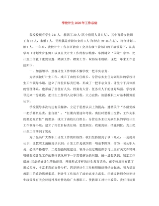 学校计生年工作总结