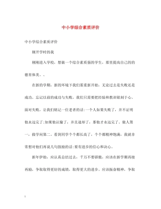 中小学综合素质评价