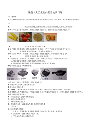 人教版九年级化学下册课题1 人类重要的营养物质 习题