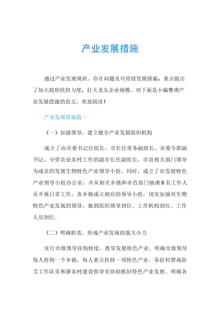 产业发展措施