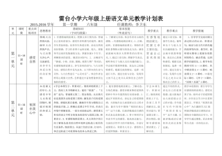 雷台小学六年级上册语文单元教学计划表