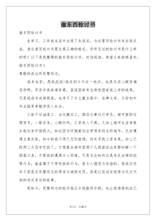 偷东西检讨书