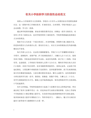 有关小学挂职学习阶段性总结范文