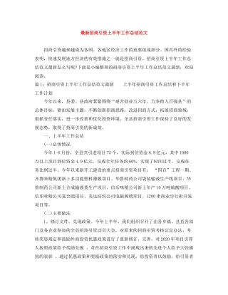 招商引资上半年工作总结范文