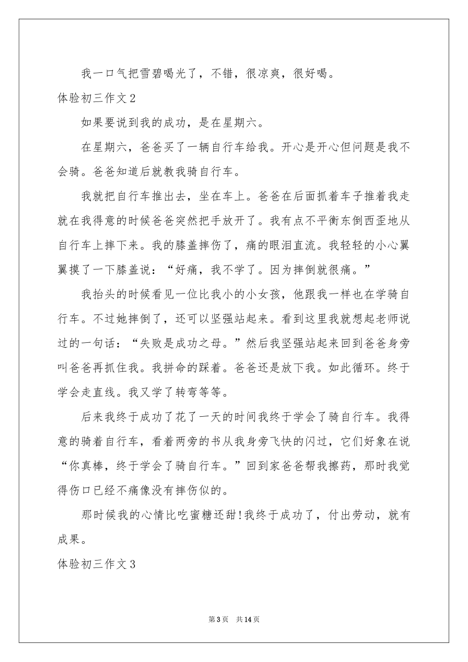 体验初三作文_第3页