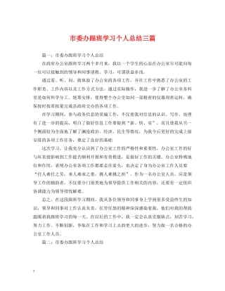 市委办跟班学习个人总结三篇