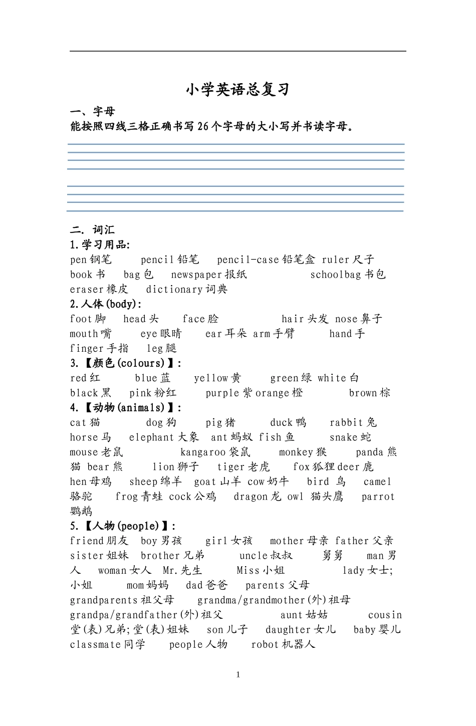 外研版三起六年级小学英语总复习_第1页