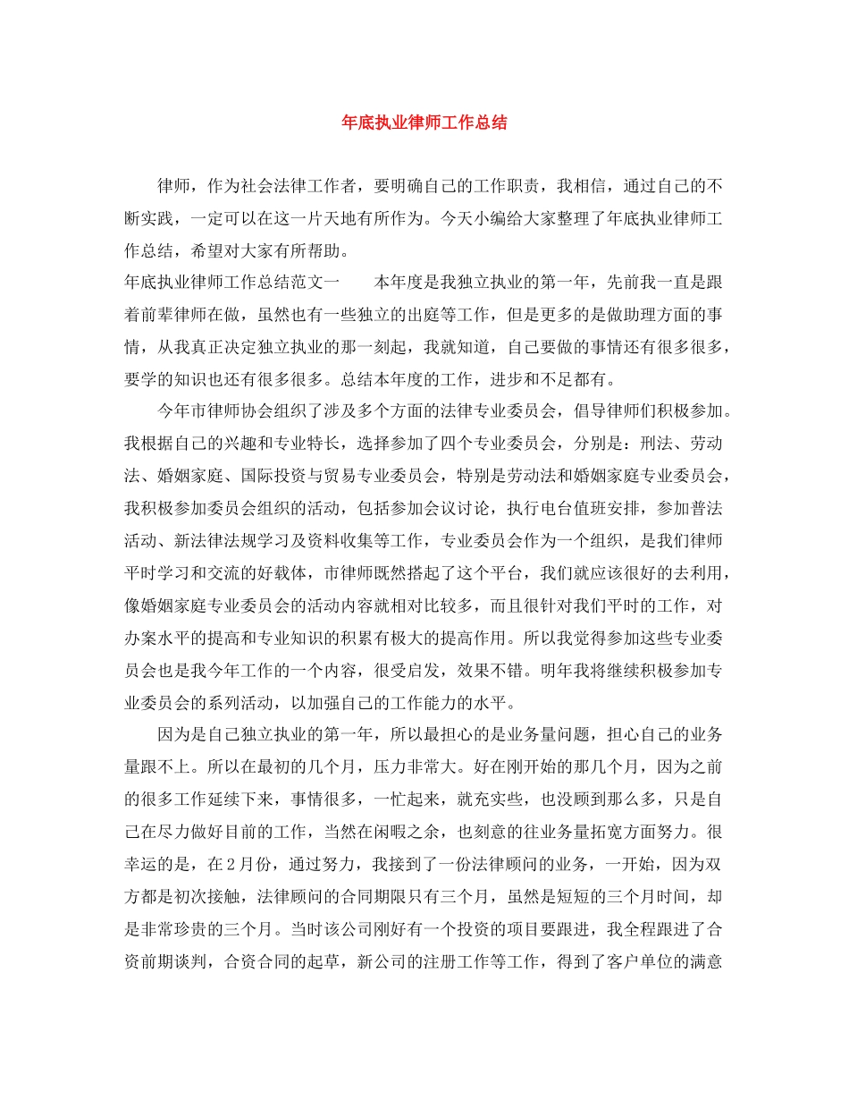 2020年底执业律师工作总结_第1页
