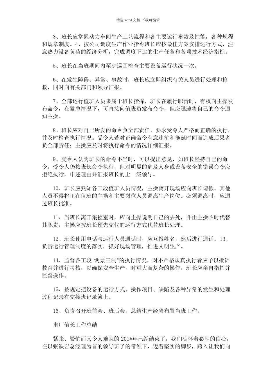 2021年电厂集控专业值长(班长)总结 _第3页