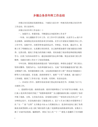 乡镇公务员年终工作总结2
