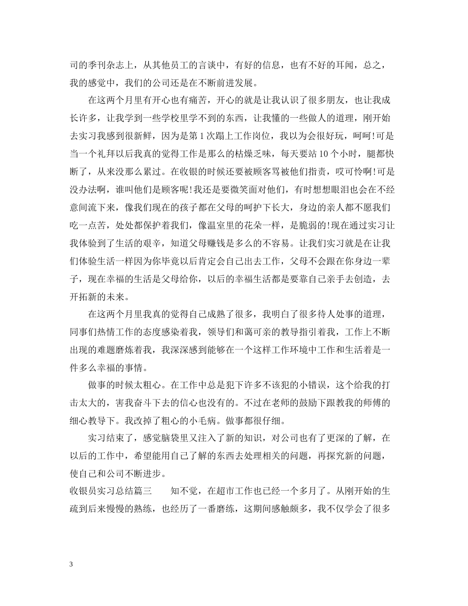 收银员实习总结_第3页