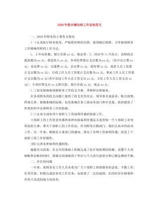 2020年度乡镇出纳工作总结范文