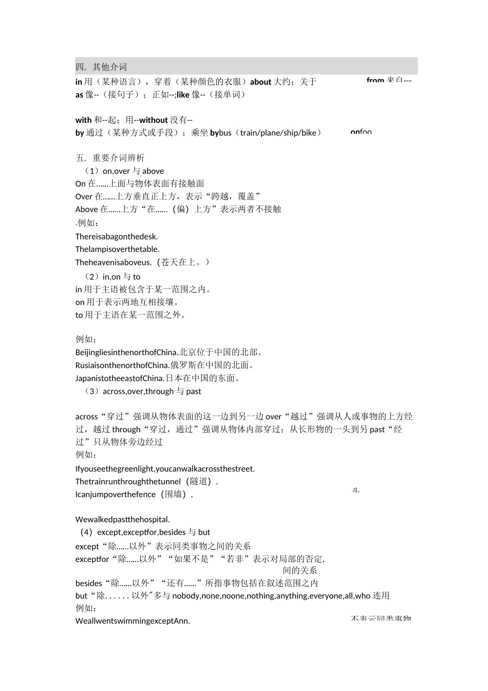 初中英语介词专项讲解及练习(包含答案)_第2页