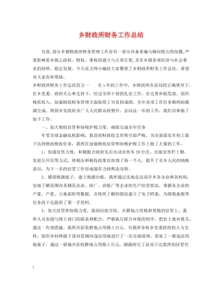 乡财政所财务工作总结