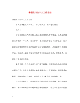 暑假实习生个人工作总结2)