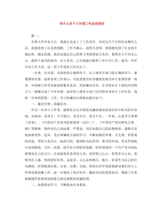 审计人员个人年度工作总结报告
