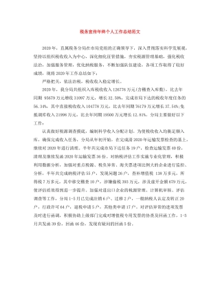 税务宣传年终个人工作总结范文