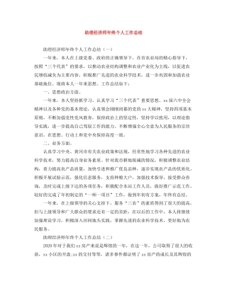 助理经济师年终个人工作总结