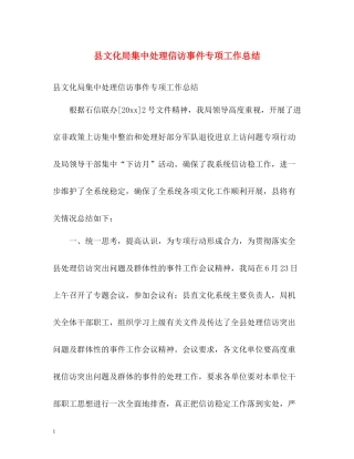 县文化局集中处理信访事件专项工作总结