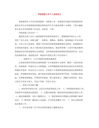 学校团委工作个人总结范文