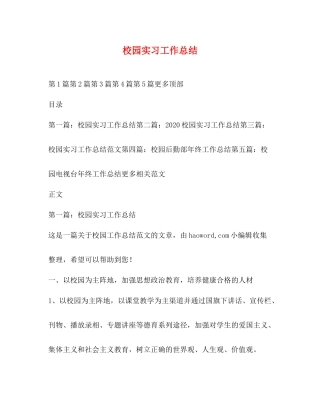 校园实习工作总结
